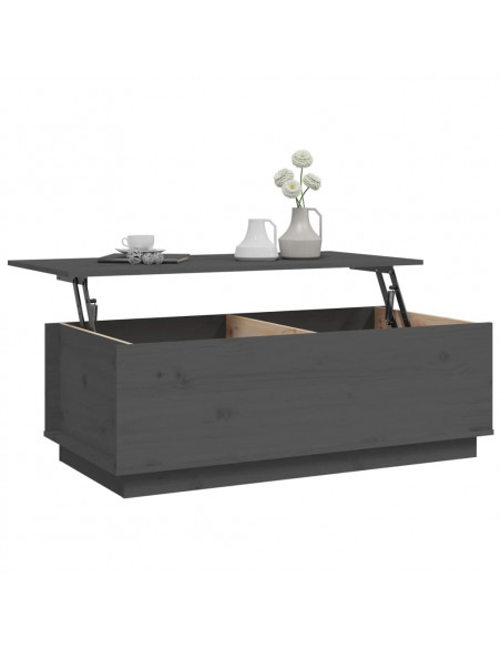 Tavolino da Salotto Grigio 100x50x35 cm Legno Massello di Pino