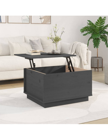 Tavolino da Salotto Grigio 60x50x35 cm Legno Massello di Pino