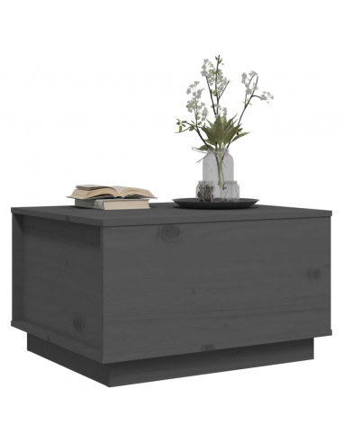 Tavolino da Salotto Grigio 60x50x35 cm Legno Massello di Pino