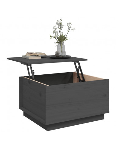 Tavolino da Salotto Grigio 60x50x35 cm Legno Massello di Pino