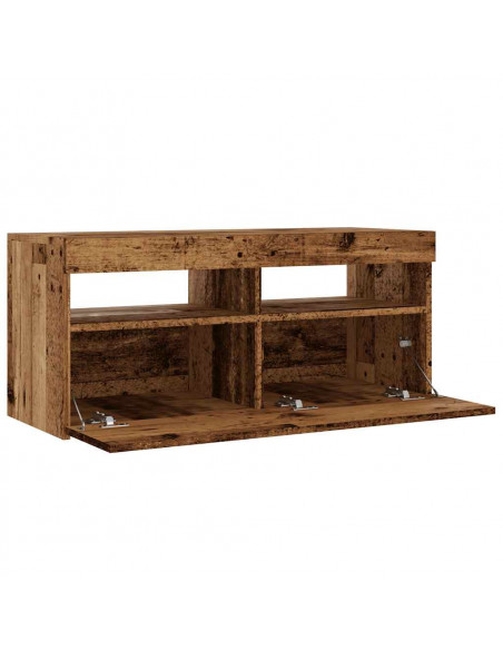 Mobile Porta TV con LED Legno Antico 90x35x40 cm Multistrato