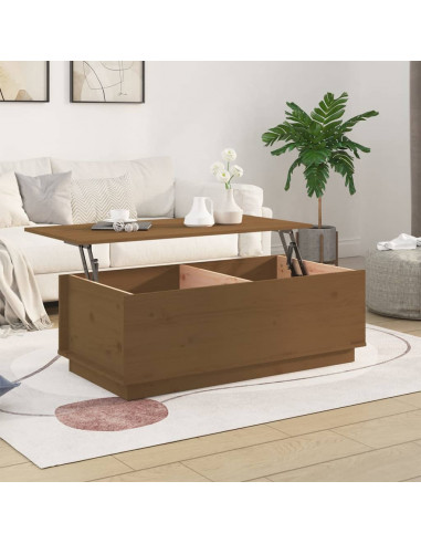 Tavolino da Salotto Miele 100x50x35 cm Legno Massello di Pino