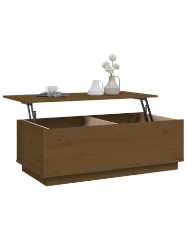 Tavolino da Salotto Miele 100x50x35 cm Legno Massello di Pino
