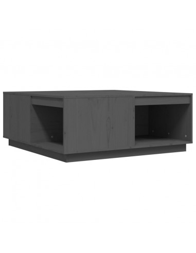 Tavolino da Salotto Grigio 100x101x40,5 cm Legno Massello Pino