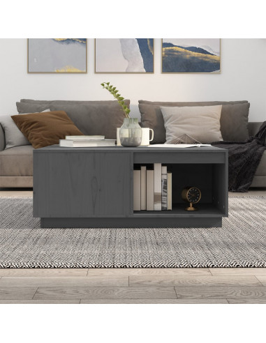 Tavolino da Salotto Grigio 100x101x40,5 cm Legno Massello Pino