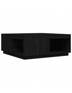 Tavolino da Salotto Nero 100x101x40,5 cm Legno Massello di Pino 2