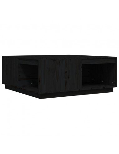 Tavolino da Salotto Nero 100x101x40,5 cm Legno Massello di Pino