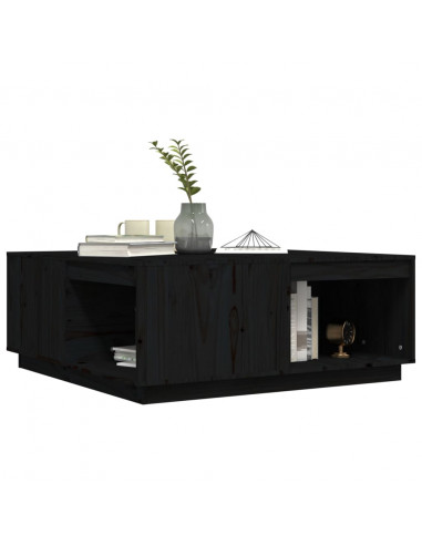 Tavolino da Salotto Nero 100x101x40,5 cm Legno Massello di Pino