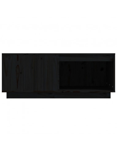 Tavolino da Salotto Nero 100x101x40,5 cm Legno Massello di Pino
