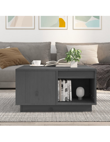 Tavolino da Salotto Nero 60x61x32,5 cm Legno Massello di Pino