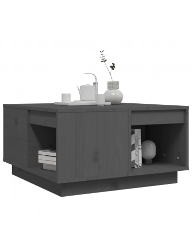 Tavolino da Salotto Nero 60x61x32,5 cm Legno Massello di Pino