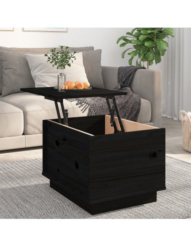 Tavolino da Salotto Nero 40x50x35 cm Legno Massello di Pino