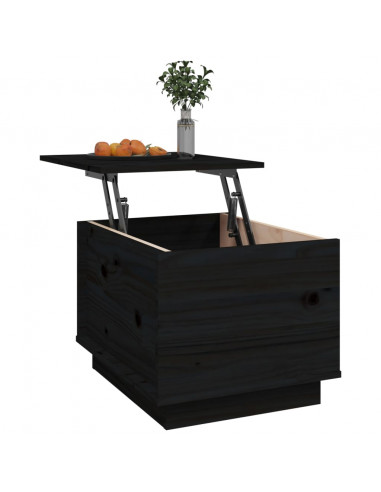 Tavolino da Salotto Nero 40x50x35 cm Legno Massello di Pino