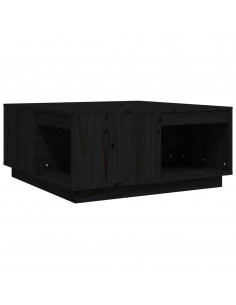 Tavolino da Salotto Nero 80x81x36,5 cm Legno Massello di Pino 2