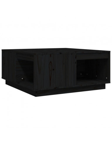 Tavolino da Salotto Nero 80x81x36,5 cm Legno Massello di Pino