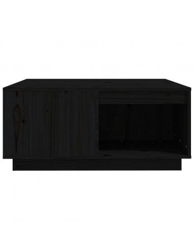 Tavolino da Salotto Nero 80x81x36,5 cm Legno Massello di Pino