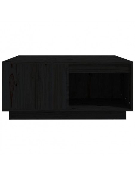 Tavolino da Salotto Nero 80x81x36,5 cm Legno Massello di Pino