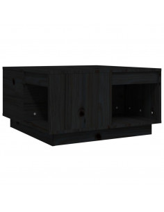 Tavolino da Salotto Nero 60x61x32,5 cm Legno Massello di Pino 2
