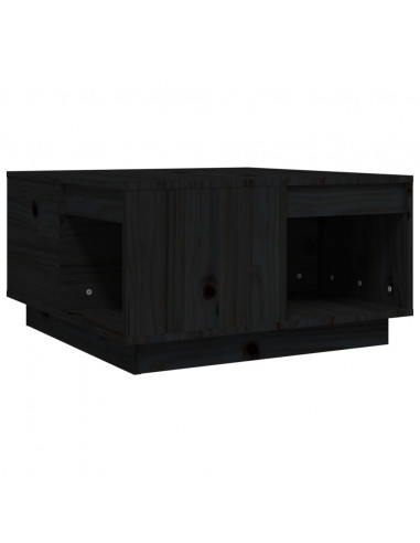 Tavolino da Salotto Nero 60x61x32,5 cm Legno Massello di Pino
