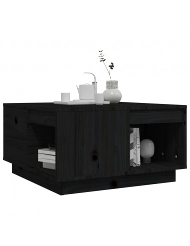 Tavolino da Salotto Nero 60x61x32,5 cm Legno Massello di Pino