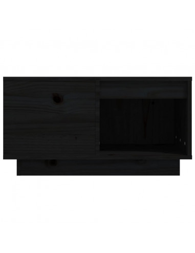 Tavolino da Salotto Nero 60x61x32,5 cm Legno Massello di Pino