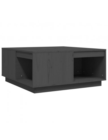 Tavolino da Salotto Grigio 80x81x36,5 cm Legno Massello di Pino