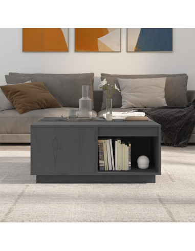Tavolino da Salotto Grigio 80x81x36,5 cm Legno Massello di Pino