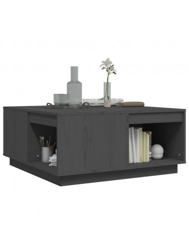Tavolino da Salotto Grigio 80x81x36,5 cm Legno Massello di Pino