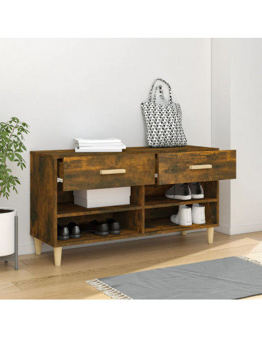 Scarpiera Rovere Fumo 102x35x55 cm in Legno Multistrato