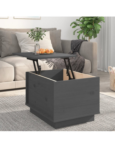 Tavolino da Salotto Grigio 40x50x35 cm Legno Massello di Pino