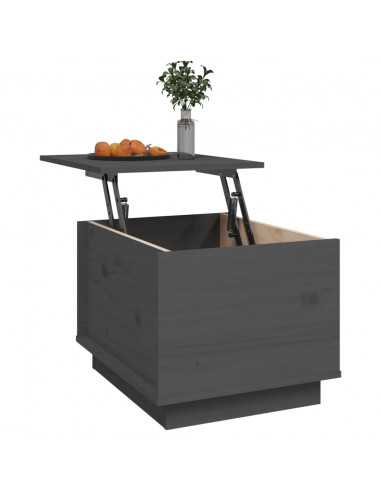 Tavolino da Salotto Grigio 40x50x35 cm Legno Massello di Pino
