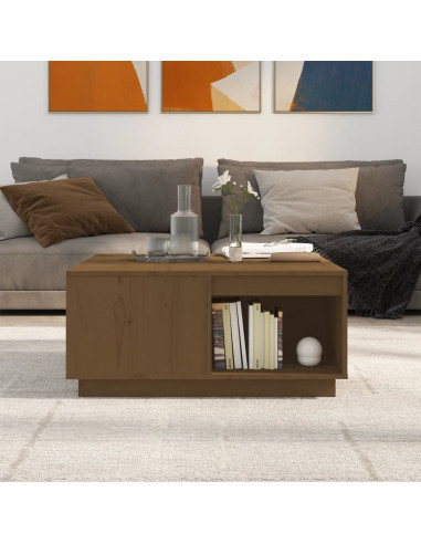 Tavolino da Salotto Miele 80x81x36,5 cm Legno Massello di Pino