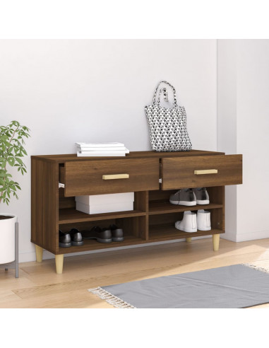 Scarpiera Rovere Marrone 102x35x55 cm in Legno Multistrato