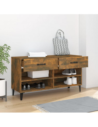 Scarpiera Rovere Fumo 102x35x55 cm in Legno Multistrato