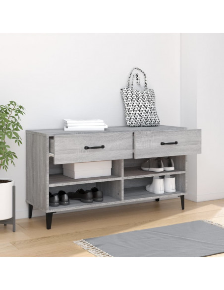 Scarpiera Grigio Sonoma 102x35x55 cm in Legno Multistrato
