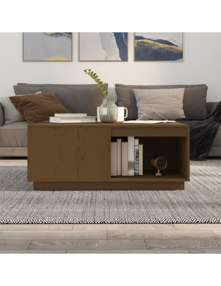 Tavolino da Salotto Miele 100x101x40,5cm Legno Massello di Pino