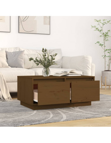 Tavolino da Salotto Miele 80x50x35 cm Legno Massello di Pino