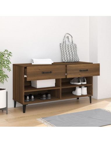 Scarpiera Rovere Marrone 102x35x55 cm in Legno Multistrato