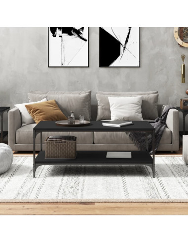 Tavolino da Salotto Nero 80x50x40 cm in Legno Multistrato