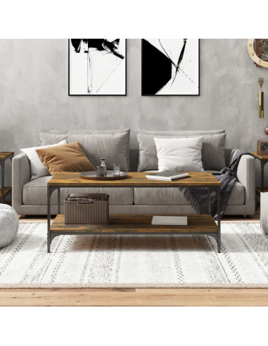 Tavolino da Salotto Rovere Fumo 80x50x40 cm Legno Multistrato