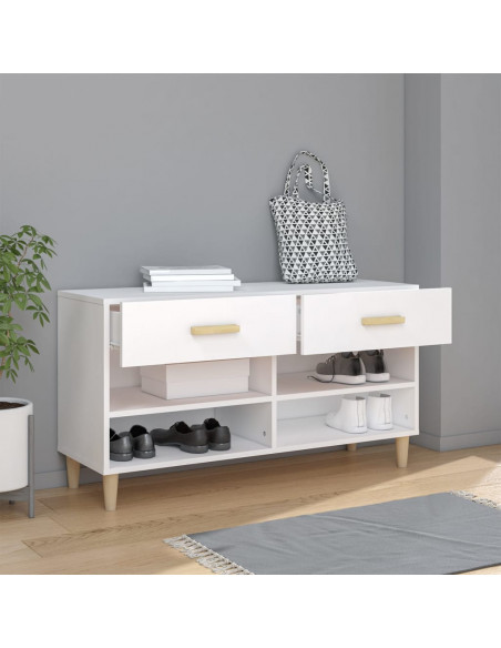 Scarpiera Bianca 102x35x55 cm in Legno Multistrato