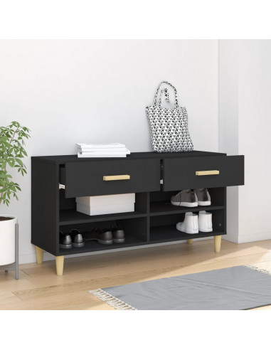 Scarpiera Nera 102x35x55 cm in Legno Multistrato