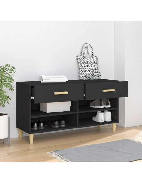 Scarpiera Nera 102x35x55 cm in Legno Multistrato