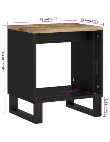 Tavolino da Soggiorno 40x31x46 cm Massello Mango e Multistrato