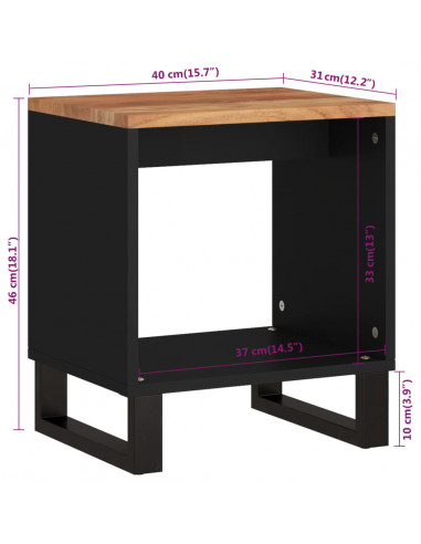 Tavolino da Soggiorno 40x31x46 cm Massello Acacia e Multistrato