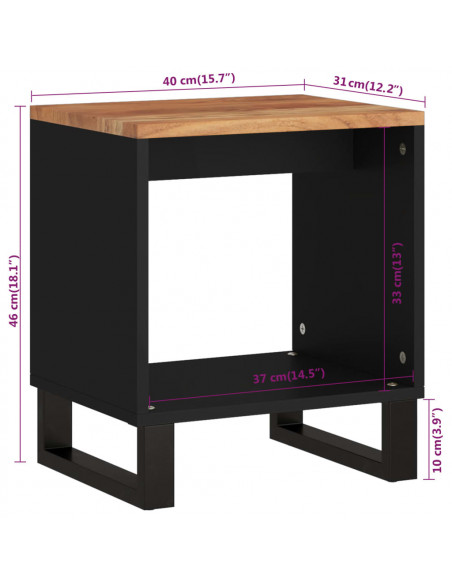 Tavolino da Soggiorno 40x31x46 cm Massello Acacia e Multistrato