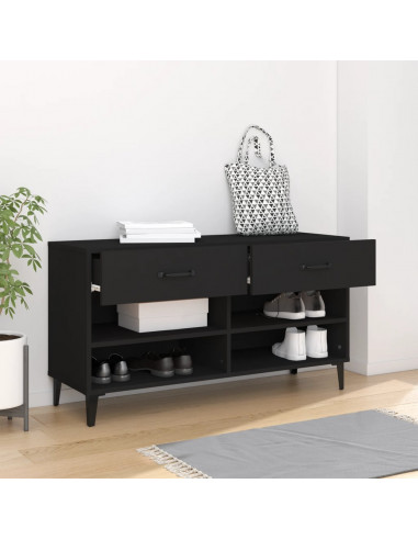 Scarpiera Nera 102x35x55 cm in Legno Multistrato