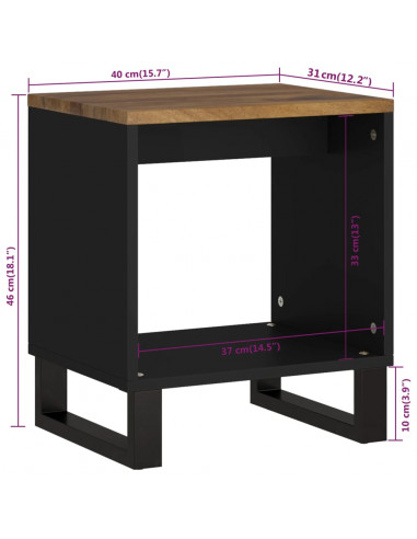 Tavolino da Soggiorno 40x31x46 cm Massello Mango e Multistrato