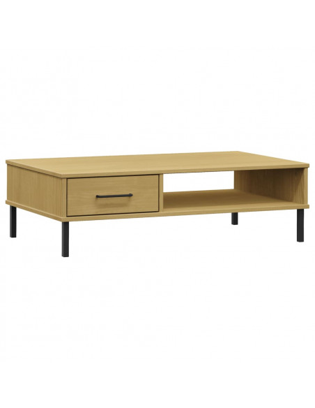 Tavolino Salotto Gambe Metallo Marrone Legno Massello Pino OSLO
