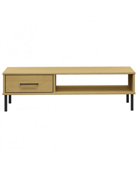 Tavolino Salotto Gambe Metallo Marrone Legno Massello Pino OSLO